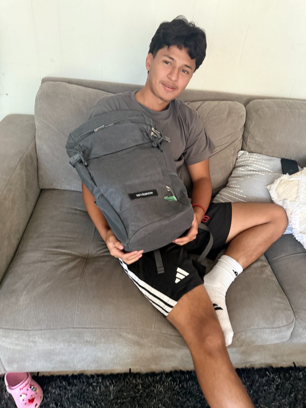 Youth with backpack